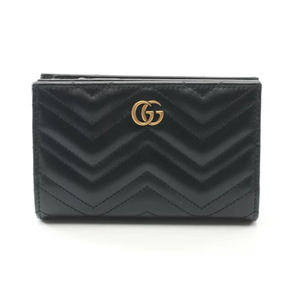 Gucci Double GG Bi fold Wallet Leather Black